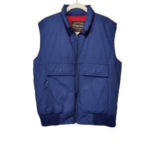 Vintage 70s 80s Esquire Men's Sz M Blue Red Down Puffer Insulated Trucker Vest